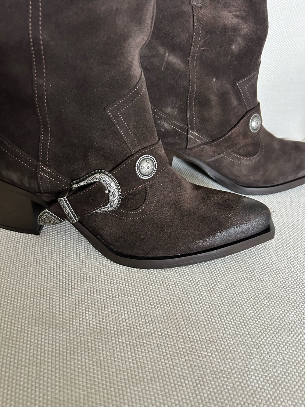New Free People Lady Lonestar Western Suede Boots - Picture 5 of 9